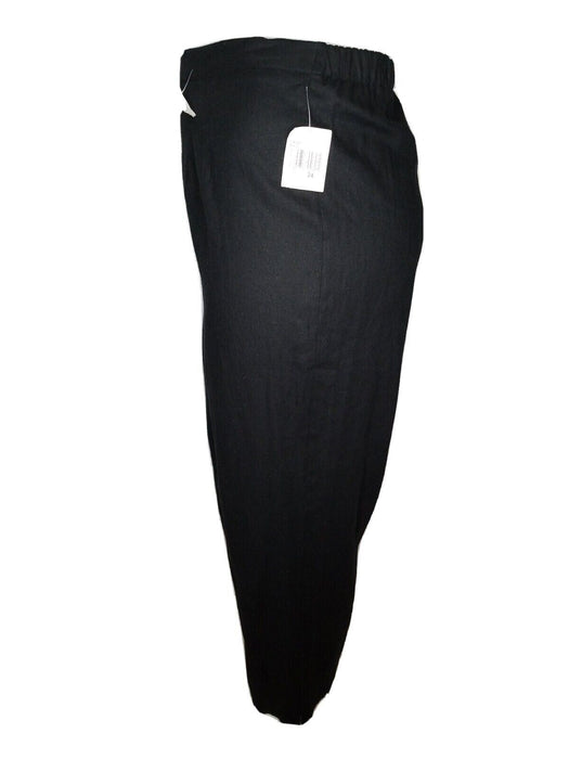 Women's Black Back Zipper Comfort Waist Pants (Size: 24W)