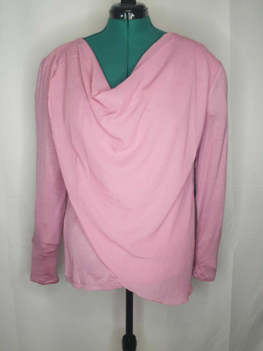 Daisy Fuentes Women's Pink Drop Neck Long Sleeves Top (Size: 2X)