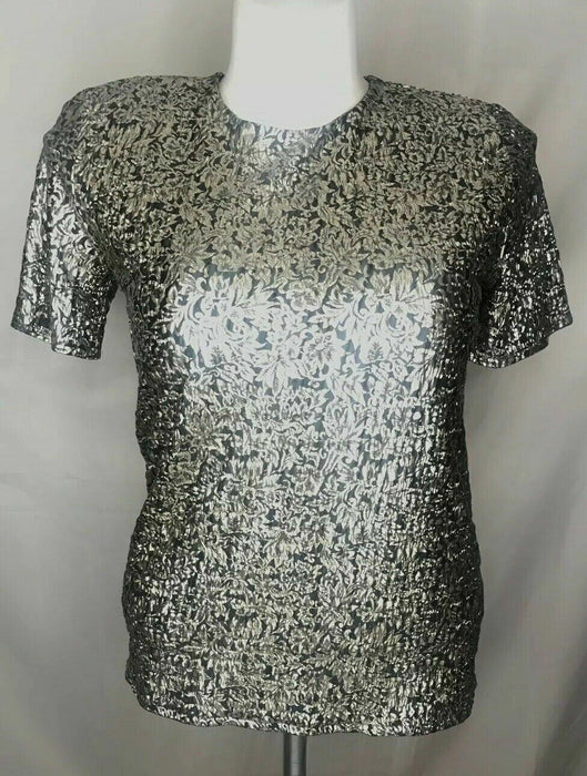 Notations Silver & Black Keyhole Top (Size: S)