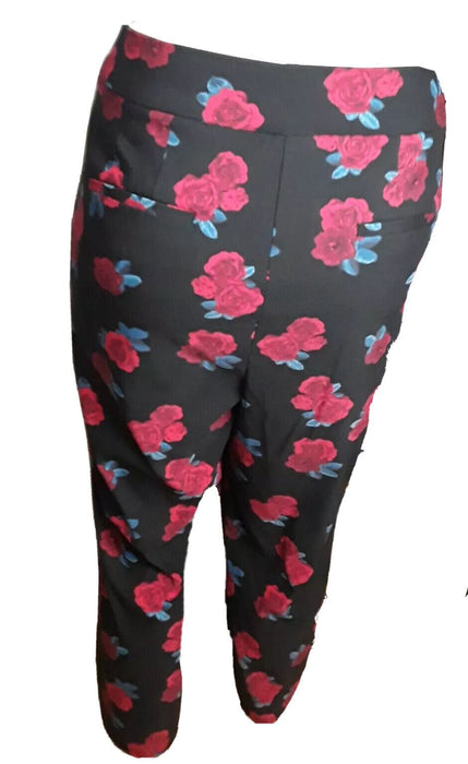 Lane Bryant | Black Floral Comfort Waist Pants (Size Plus: 28R)