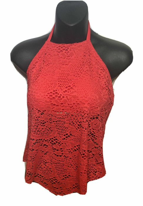 Mossino | Red Laced Neck Tie Top