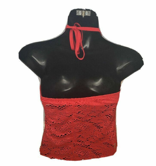 Mossino | Red Laced Neck Tie Top