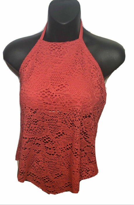 Mossino | Red Laced Neck Tie Top