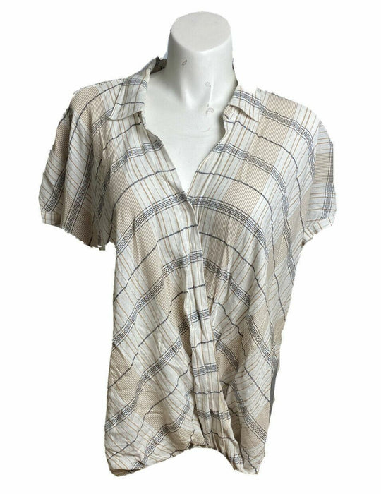 Avenue | White Plaid Wrap Top (Size Plus: 26/28)