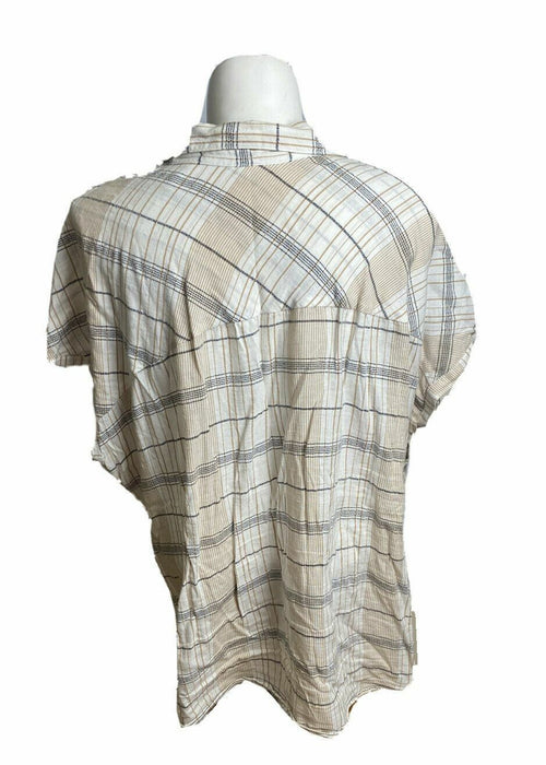 Avenue | White Plaid Wrap Top (Size Plus: 26/28)