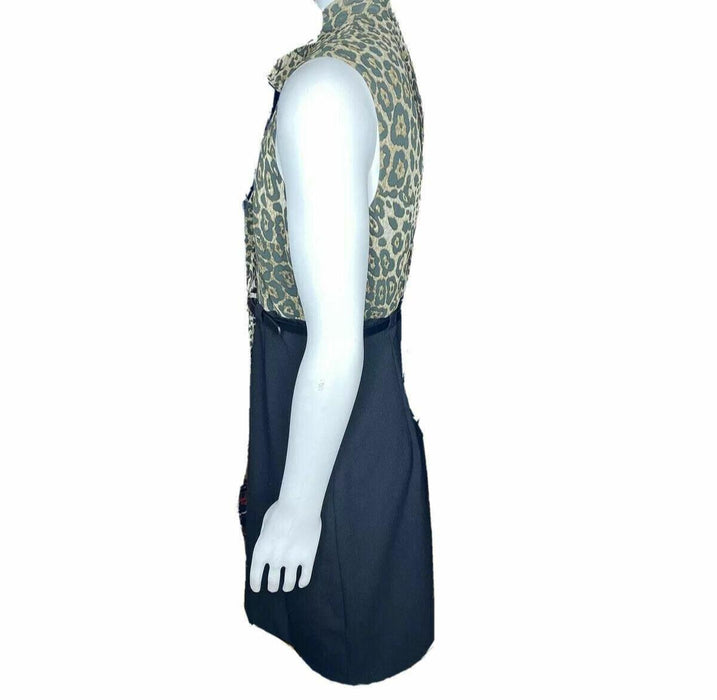 Alyx Leopard Sleeveless Keyhole Dress w/ Belt Brown/Black (Size: 4)