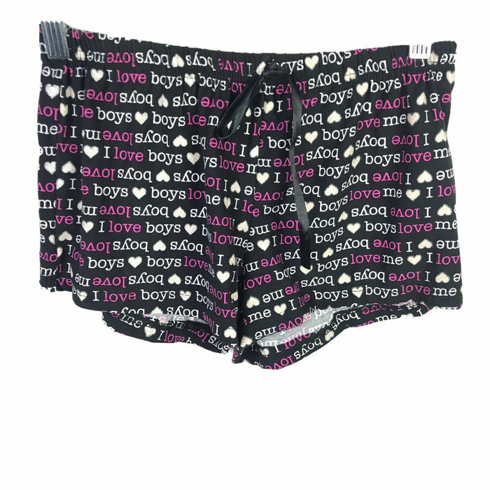 Boys Love Me | Lounge Pajamas Boy Shorts | Black/Pink Women's (Size: Small) New!