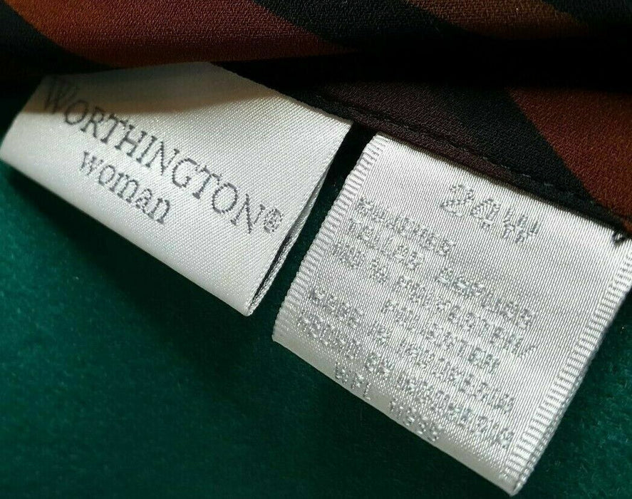 Worthington Brown Striped V-Neck Long Sleeve Top (Size: 24W)