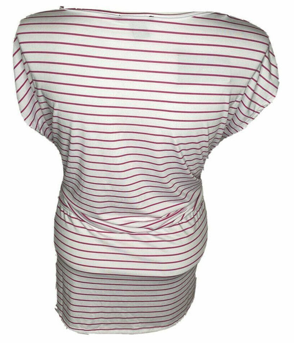 Robert Louis | White/Raspberry Stripe Drawstring Top (Size Plus: 2X)