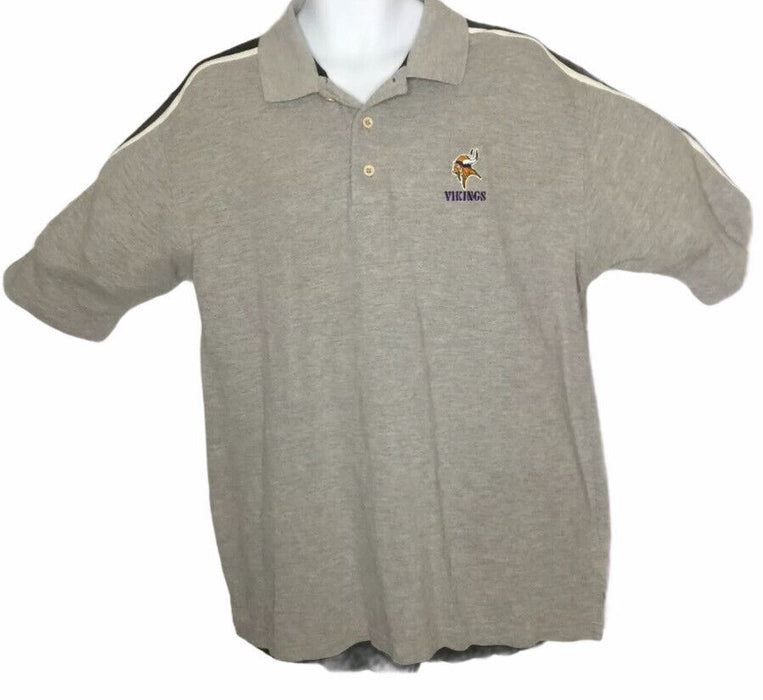 Minnesota Vikings NFL Cotton Polo Style Men's Shirt Gray (Size: L)