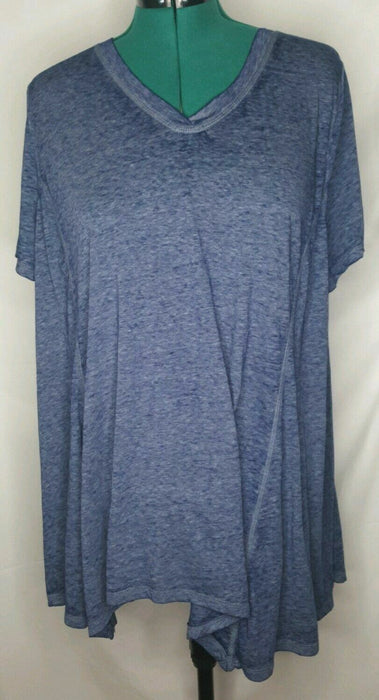 Avenue Blue V-Neck Workout Short Sleeve Top (Size: 22/24)