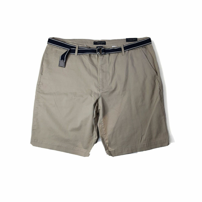 U.S Polo Assn. Men's Belted Chino Flex Cotton Short Khaki (Big & Tall: 44 x 10)