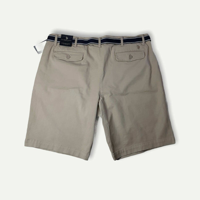 U.S Polo Assn. Men's Belted Chino Flex Cotton Short Khaki (Big & Tall: 44 x 10)