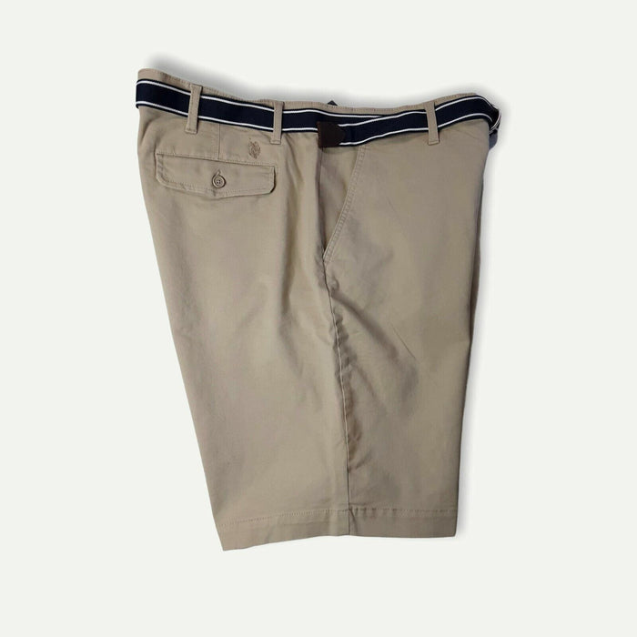 U.S Polo Assn. Men's Belted Chino Flex Cotton Short Khaki (Big & Tall: 44 x 10)