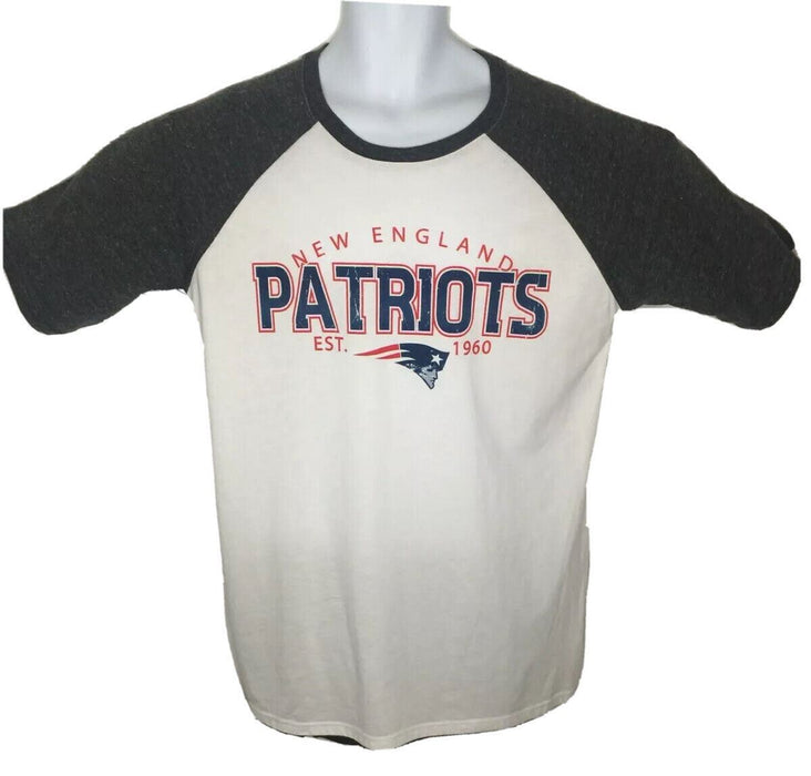 New England Patriots NFL Hands High Gray/White Raglan Tri-Blend Shirt (Sz:XL)