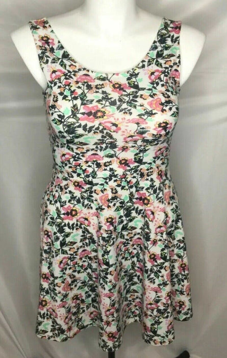 Divided By H&M White Floral Soft sleeveless Scoop Back Dress (Size: 12)