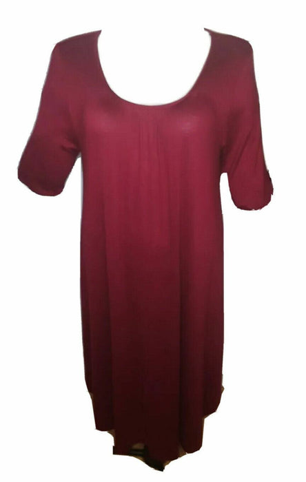 ACW Women's Flare Scoop Neck Burgundy Short Sleeve Dress (Sizes: 1X , 2X) NWT!