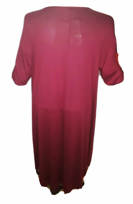 ACW Women's Flare Scoop Neck Burgundy Short Sleeve Dress (Sizes: 1X , 2X) NWT!