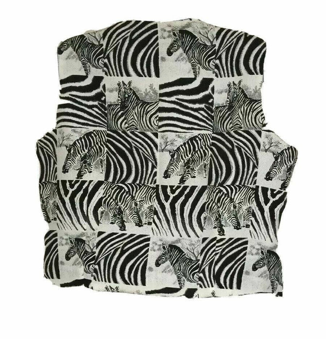 E.K Design Black/White Zebra Sleeveless Zip Up Vest (Size: L)