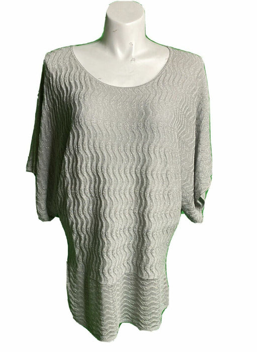 Ashley Stewart Gray Sparkle Waves Tunic Top (Size: 22/24)