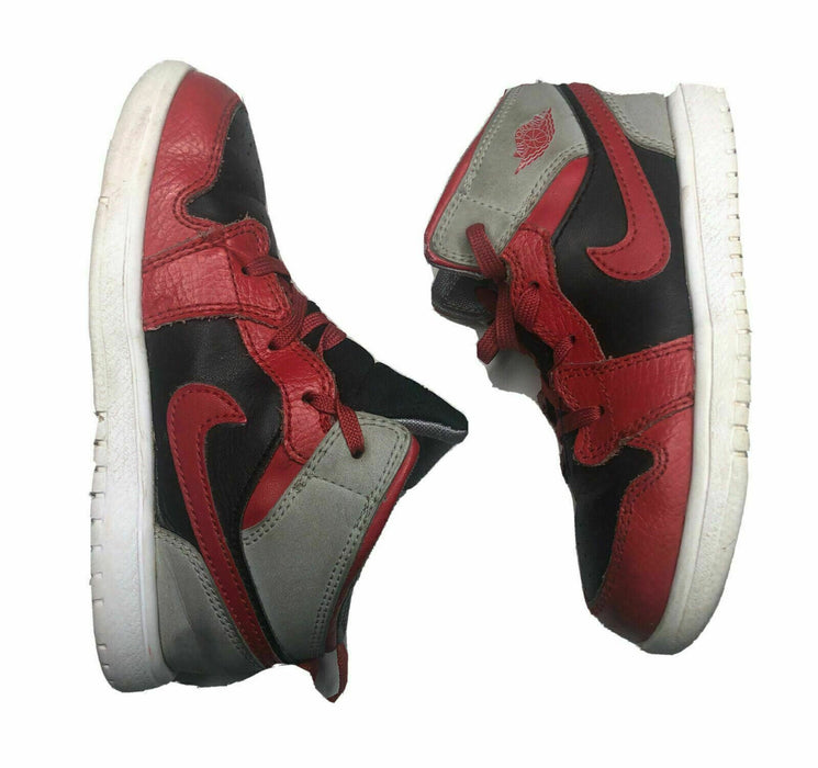 Air Jordan 1 Mid Basketball Red/Gray Shoes Toddlers Boys (Size: 10C)554727603