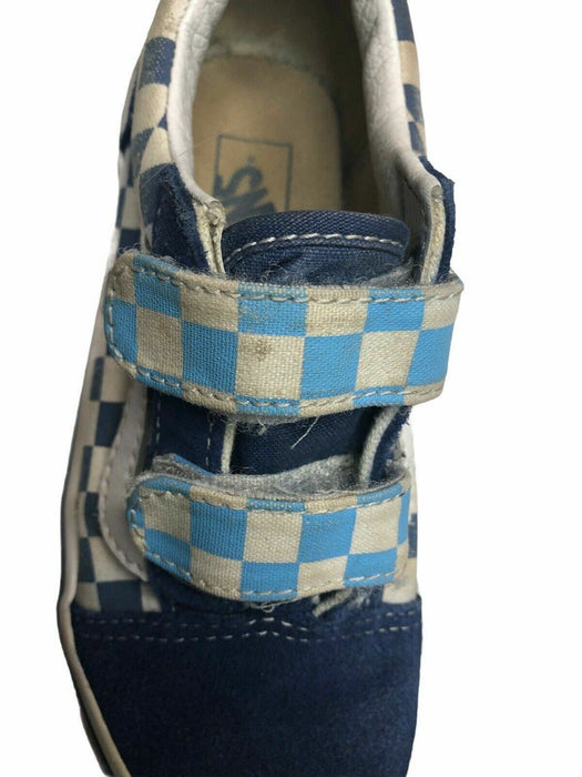 Vans Checkerboard Old Skool V Lace Blue Skateboard Shoes Boys (Size: 1) 500714