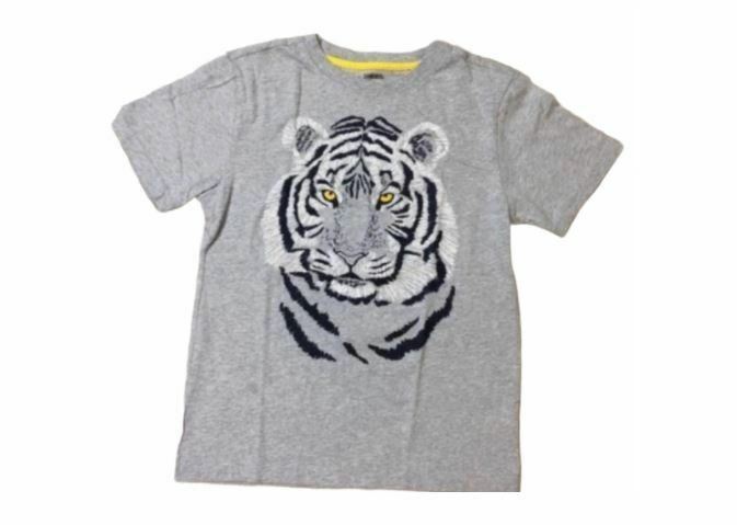 Gymboree Girls Tiger Short Sleeve Top Gray (Size: 10)