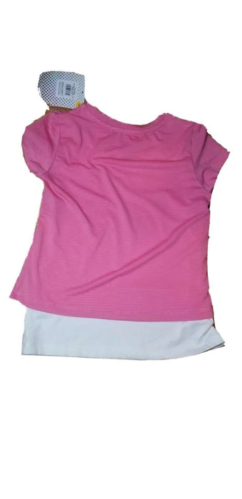 Members Mark Active Girl's Double Layer Pink/White Top (Size: 5/6)