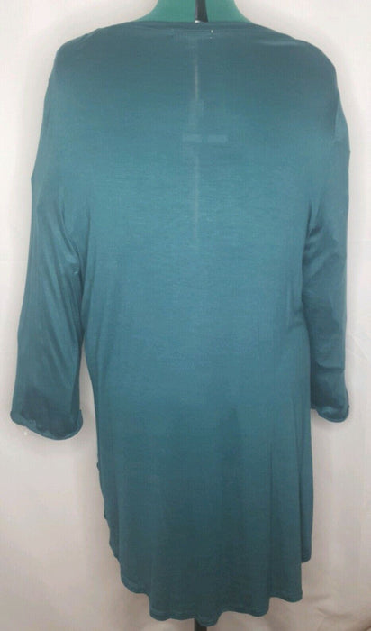 Loralette Plus Lightweight Blue V-Neck Long Sleeve Top (Size Plus: 4X) New!