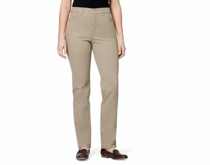 Gloria Vanderbilt Amanda Beige Classic Rise Tapered Leg Jeans (Size: 16S)