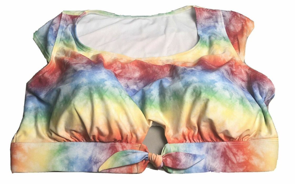 Sinena Gay Pride Keyhole Padded Tie Dye Swim Top (Size: 4X) 096613212497