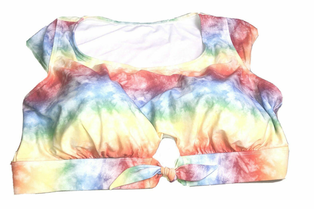 Sinena Gay Pride Keyhole Padded Tie Dye Swim Top (Size: 4X) 096613212497