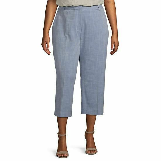 Worthington High Waist Wide Leg Women's Carpi Pants Blue (Plus Sizes 14W - 24W)