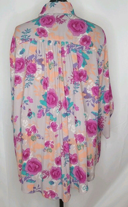 Xhilaration | Women's Grey Floral Blouse (Size Plus: 3)