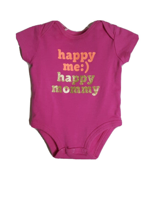 Carter Girls "happy me:) happy mommy" Short Sleeve One-Piece Pink (Size: 3M)