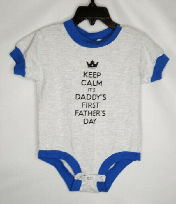 Kiddy Kates Short Sleeve "It's Daddy's First" One Piece Gray/Blue (Size: 18M)