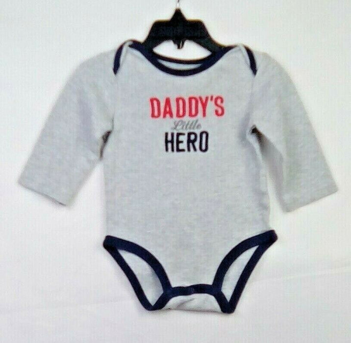 Carter's Boys "Daddy's little hero" Long Sleeve One Piece Gray (Size: 12M)