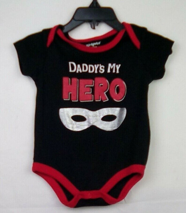 Kidgets Boys "Daddy's My Hero" Short Sleeve One Piece Black (Size: 3-6M)