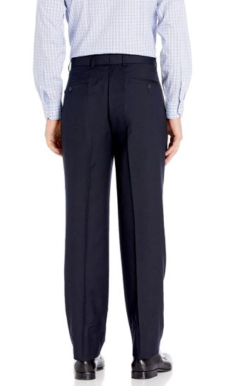 Linea Naturale Pleated Travel Genius Microfiber Trouser Navy (Size: 40 X 35)