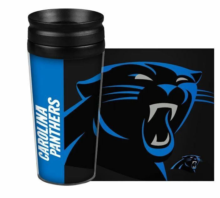 Carolina Panthers Travel Mug 14oz Full Wrap Style Hype Design