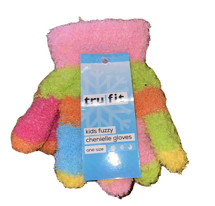 Tru|Fit Multicolored Stripped Kids Fuzzy Cozy Gloves