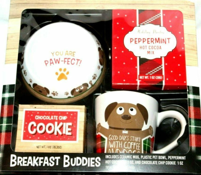 Breakfast Buddies You Are Paw-Fect! Plastic Pet Dog Bowl & Ceramic Mug Set