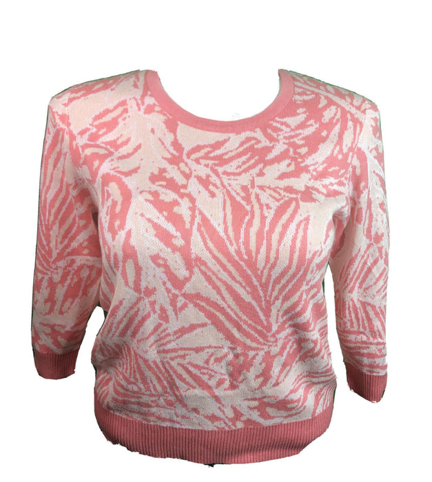 Koret Pink/White Palm Long Sleeve Pull On Sweatshirt (Size: PL)