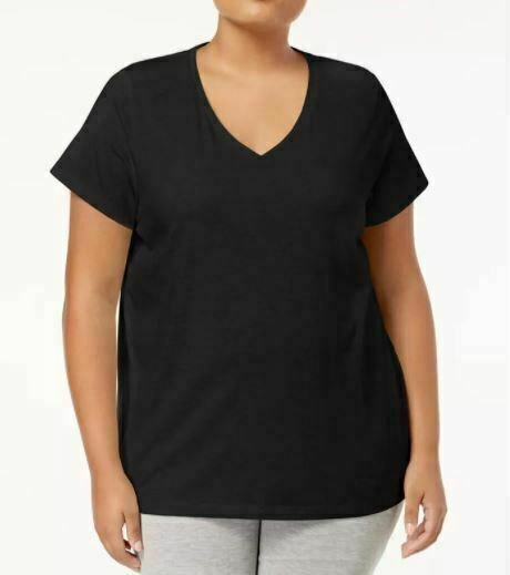 Hue Black V-Neck Tee Top (Size: S)