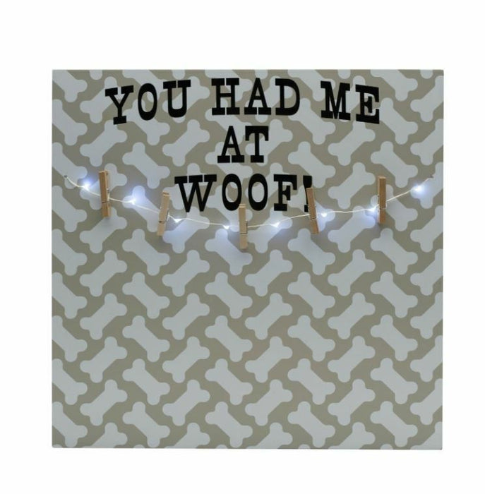 MELANNCO "You Had Me at Woof LED Photo Clipboard, 16-Inch