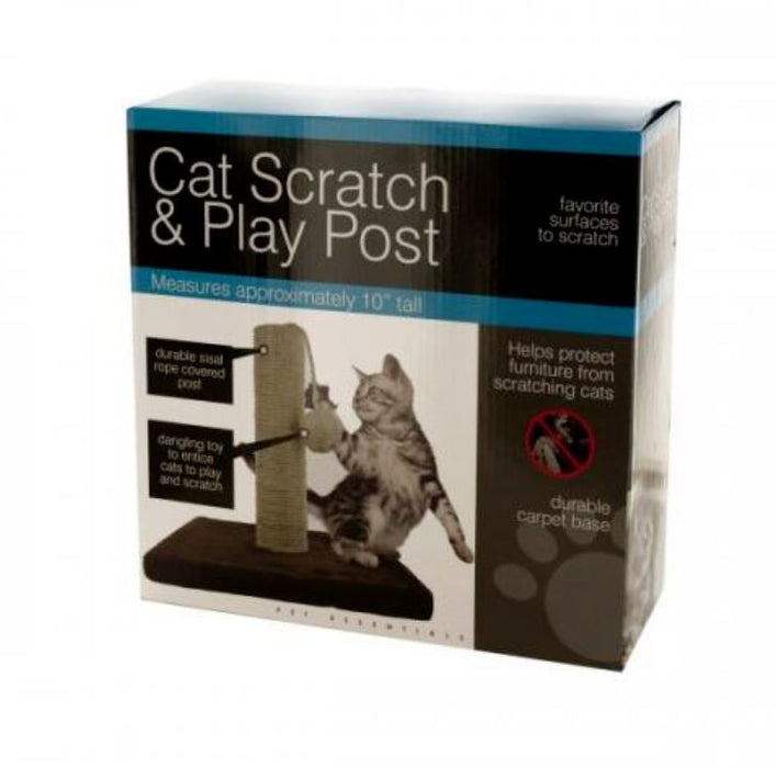 Tiny's 10'' Cat Scratch & Play Post White Carpet Base Brown Toy