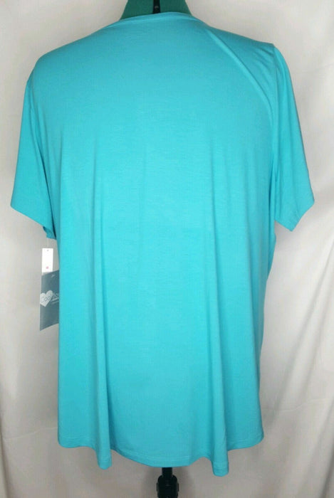 Avenue Body Blue 3 Button V-Neck Top (Size: 22/24)