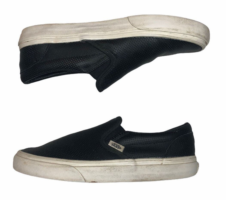 Vans Slip-On Leather Black & White Skateboard Shoes Men's (Size: 6) 721278