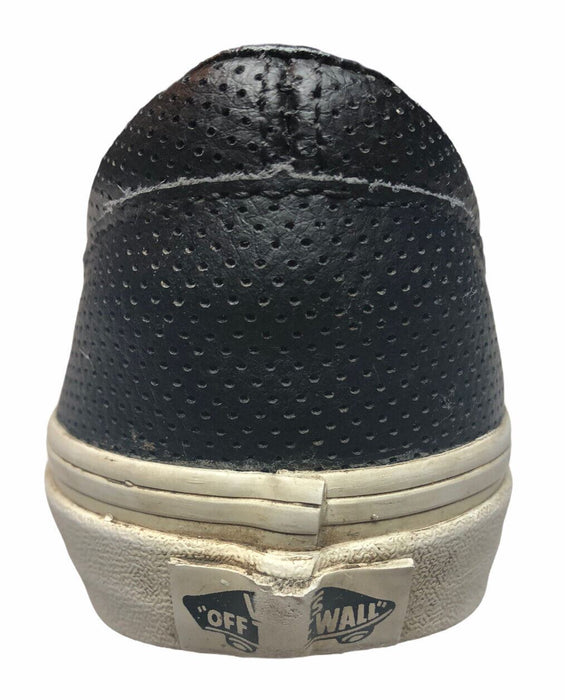 Vans Slip-On Leather Black & White Skateboard Shoes Men's (Size: 6) 721278