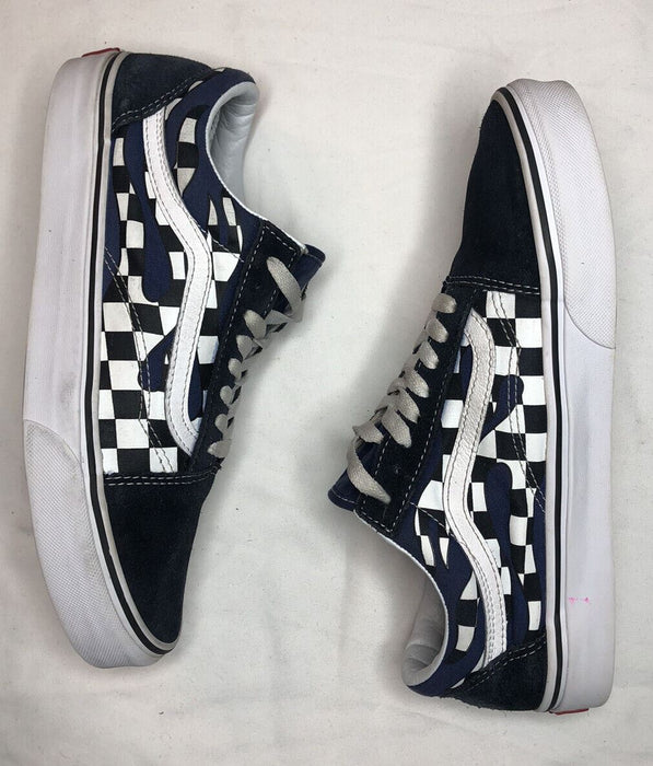 Vans Primary Checker Old Skool Blue/White Skateboard Shoes Men (Sz: 8.5) 500174